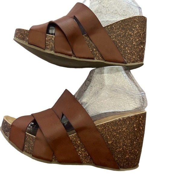 Blowfish Brown Crisscross wedge slip on cork sandals - Picture 6 of 6